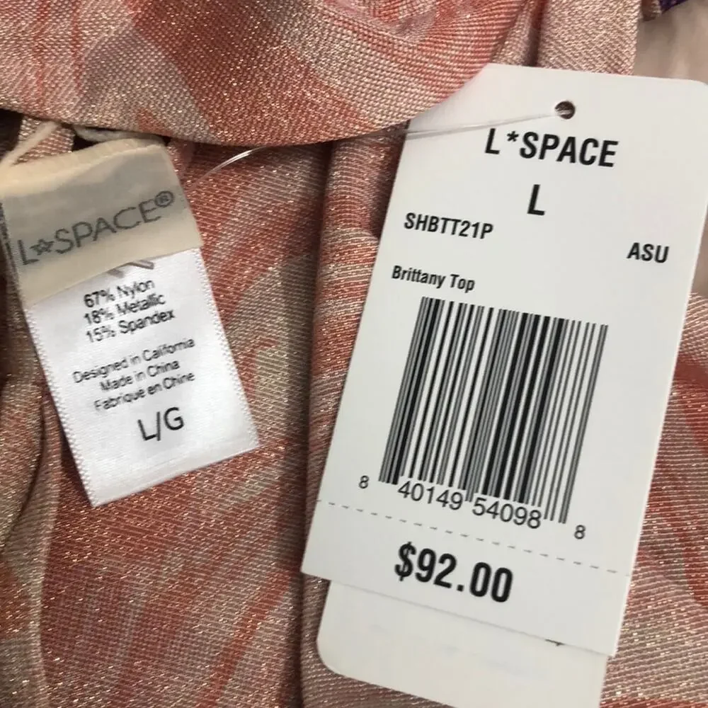 L*Space Bikini Brittany Top Camacho Bottom Metallic Tie Die Swirl Large
